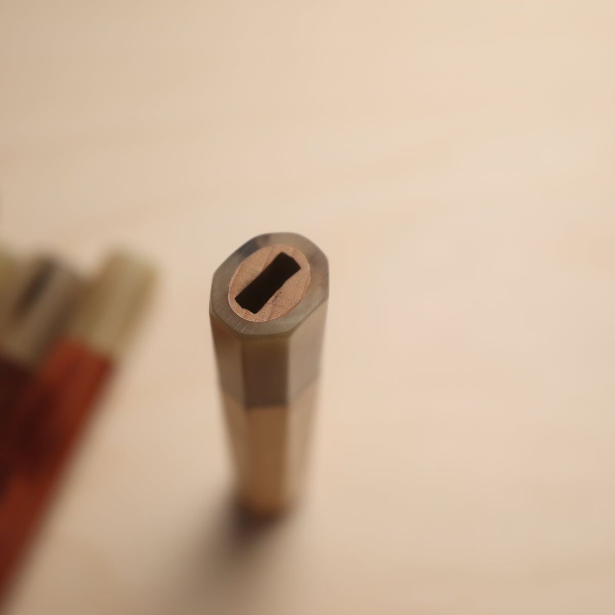 Handmade Octagonal Wa-Handle 140mm - Natural Hardwood & Buffalo Horn (Rosewood / Magnolia)