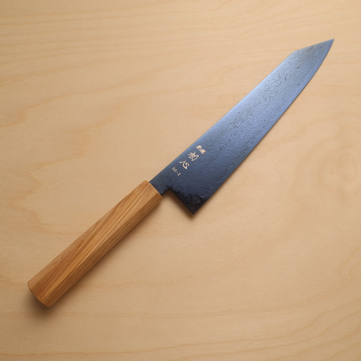 Hatsukokoro Ryuhyo SG2 Blue Coating Damascus Kiritsuke Gyuto 240mm - Olive Wood Handle