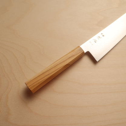 Hatsukokoro Ryuhyo SG2 Damascus Migaki Gyuto 210mm - Olive Wood Handle