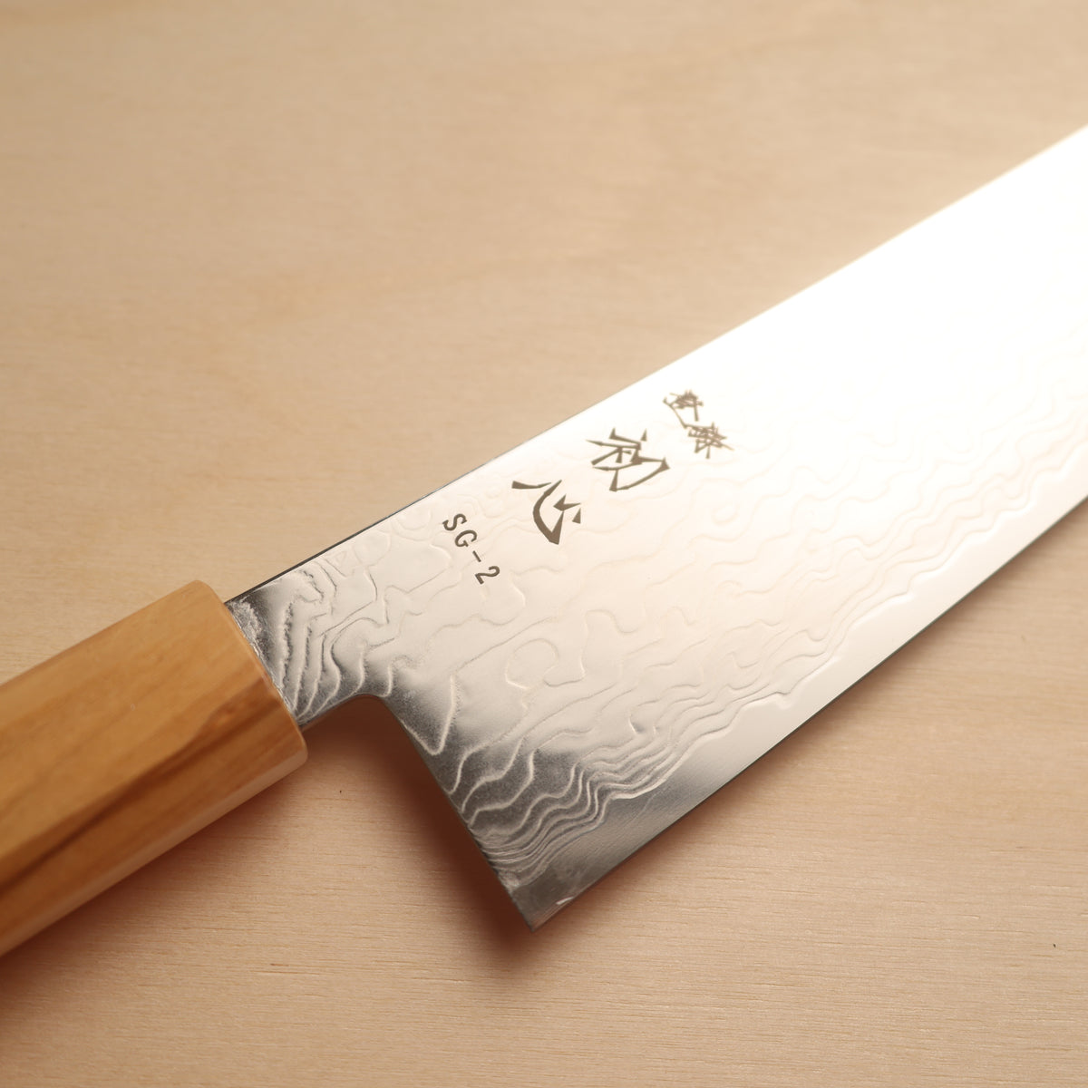Hatsukokoro Ryuhyo SG2 Damascus Migaki Kiritsuke Gyuto 240mm Olive wood handle