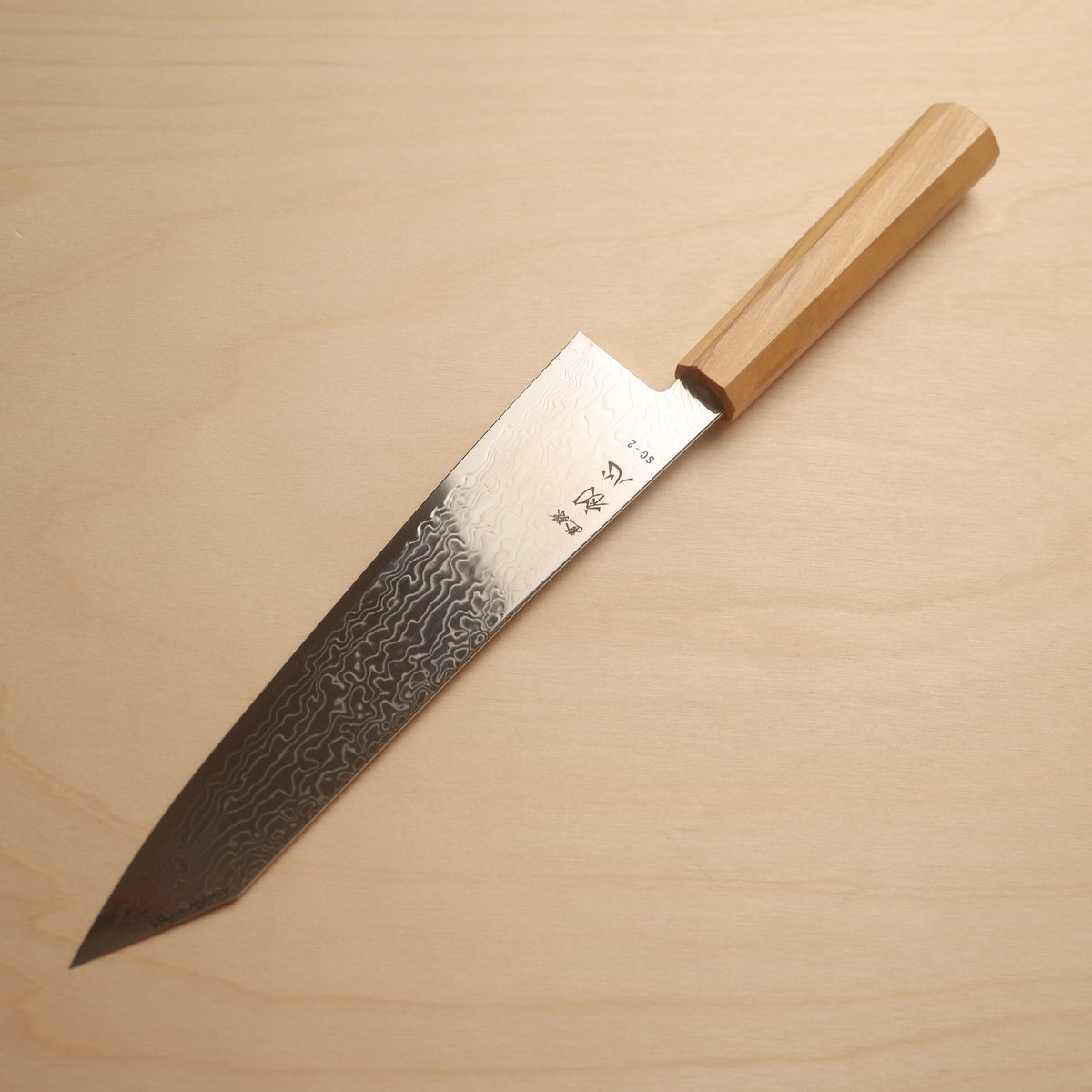 Hatsukokoro Ryuhyo SG2 Damascus Migaki Kiritsuke Gyuto 240mm Olive wood handle