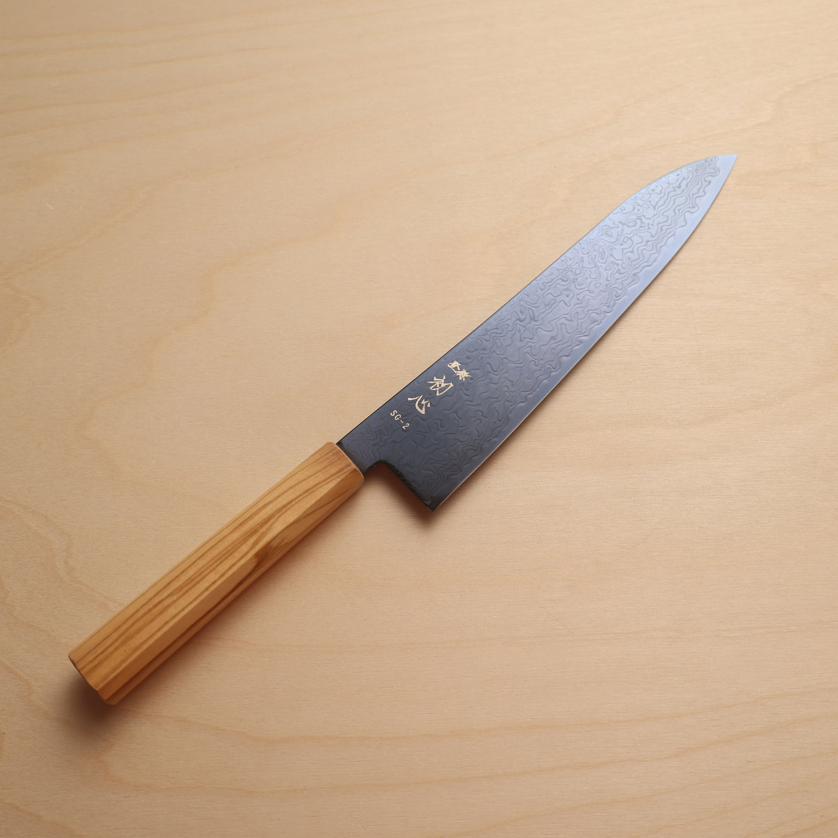 Hatsukokoro Ryuhyo SG2 Blue Coating Damascus Gyuto 210mm - Olive Wood Handle