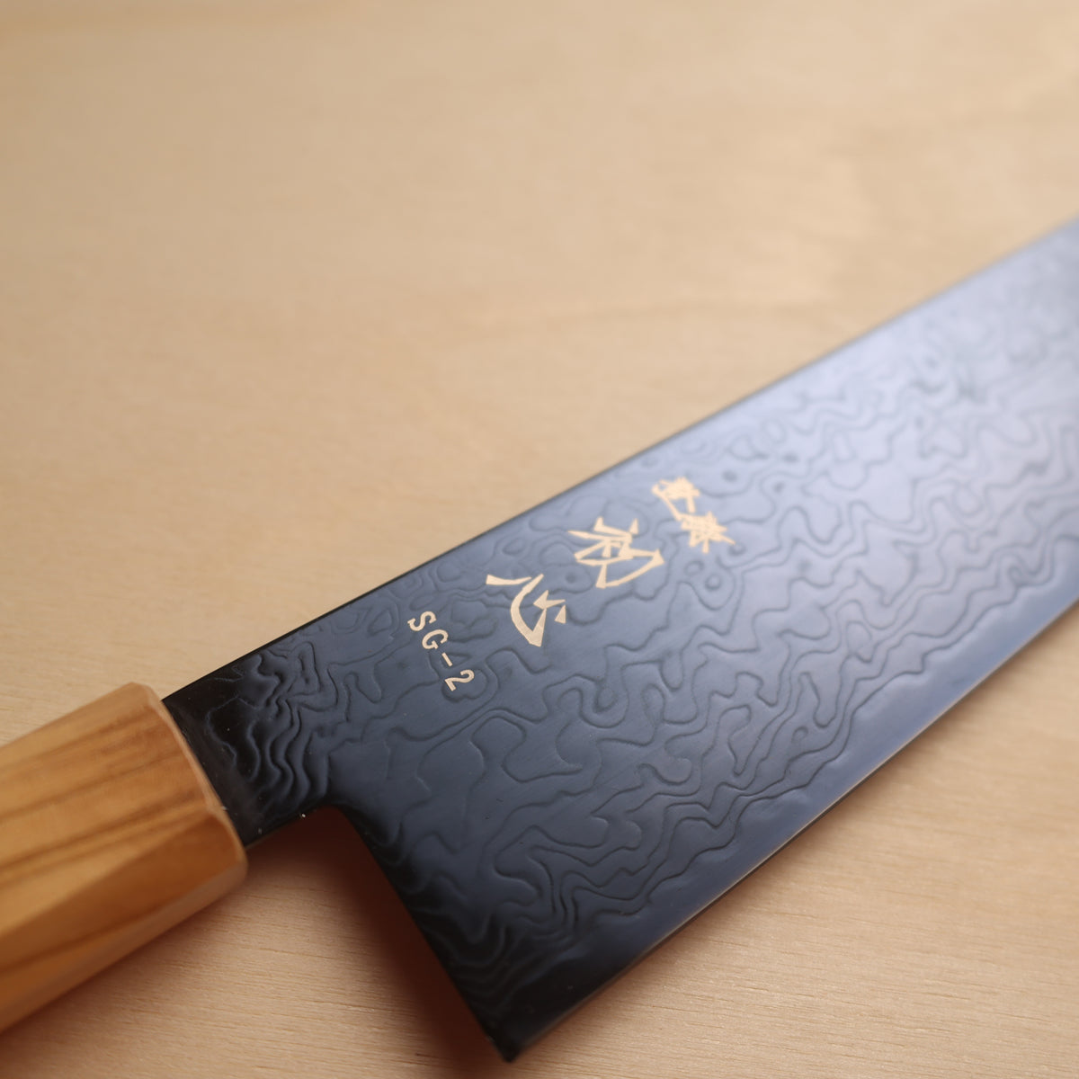 Hatsukokoro Ryuhyo SG2 Blue Coating Damascus Gyuto 210mm - Olive Wood Handle