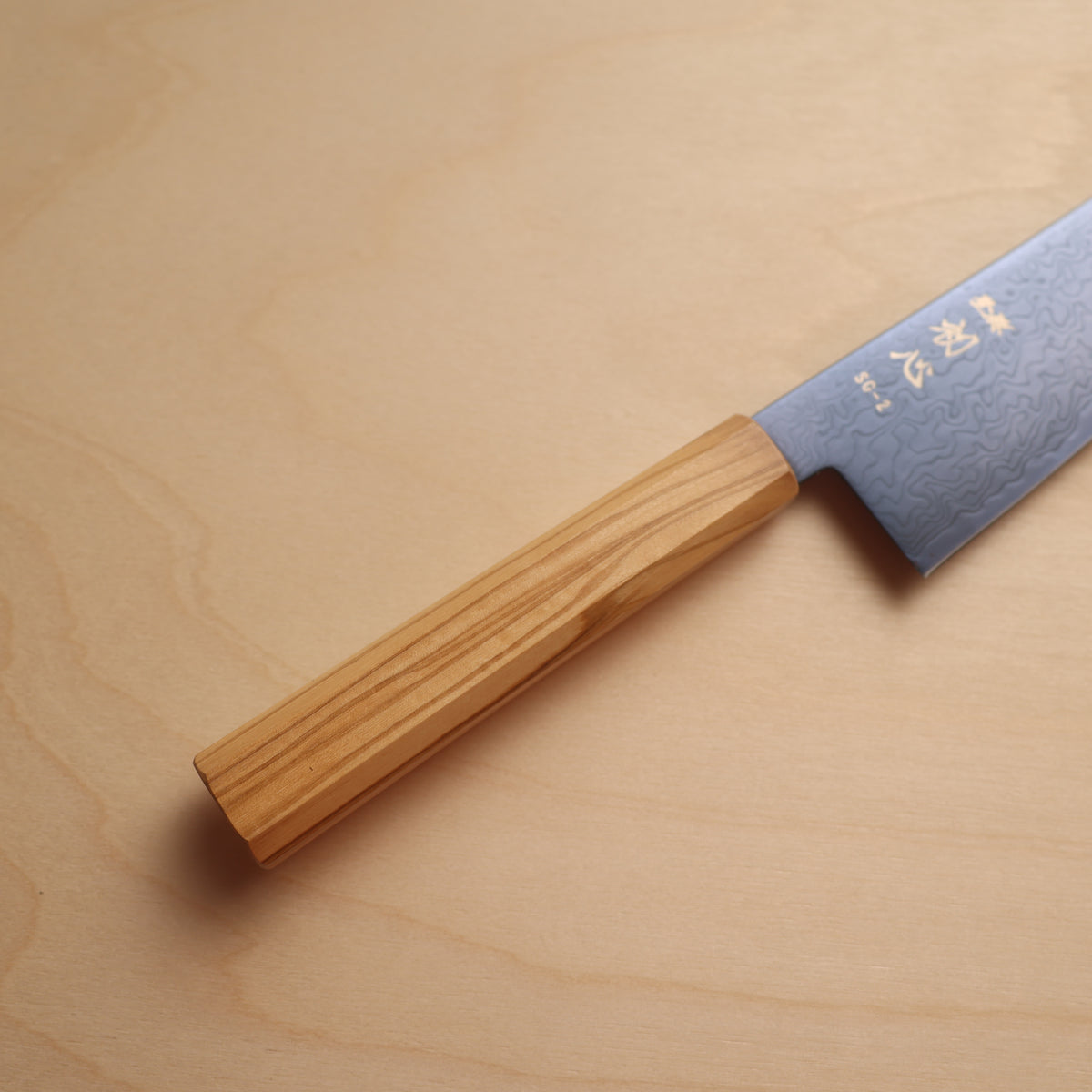 Hatsukokoro Ryuhyo SG2 Blue Coating Damascus Gyuto 210mm - Olive Wood Handle