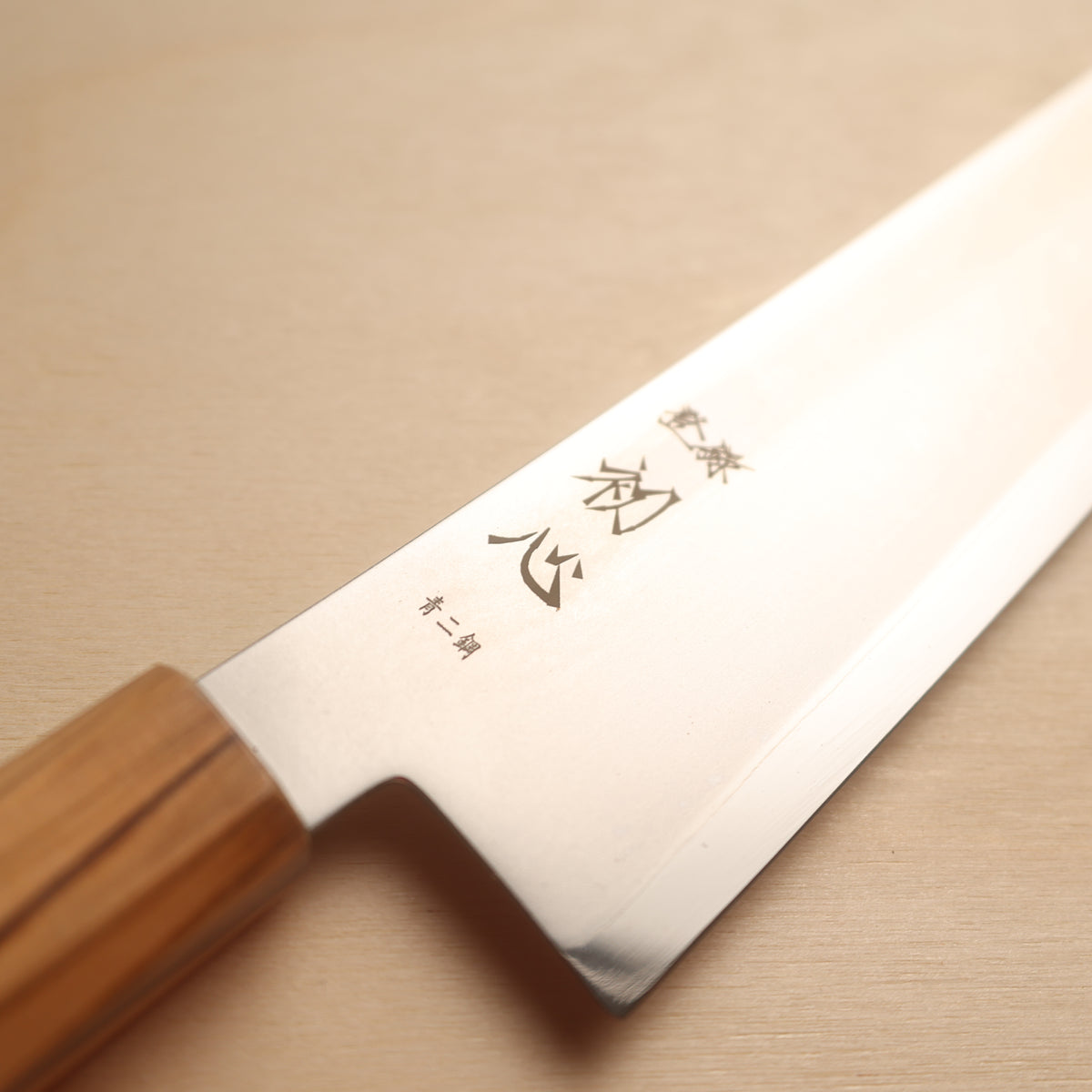 Hatsukokoro Kaijin Blue #2 Stainless Clad Kiritsuke Gyuto 210mm - Olive Wood Handle