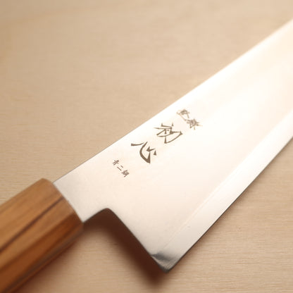 Hatsukokoro Kaijin Blue #2 Stainless Clad Kiritsuke Gyuto 210mm - Olive Wood Handle