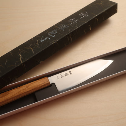 Hatsukokoro Kaijin Blue #2 Stainless Clad Bunka 180mm - Olive Wood Handle