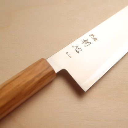 Hatsukokoro Kaijin Blue #2 Stainless Clad Bunka 180mm - Olive Wood Handle
