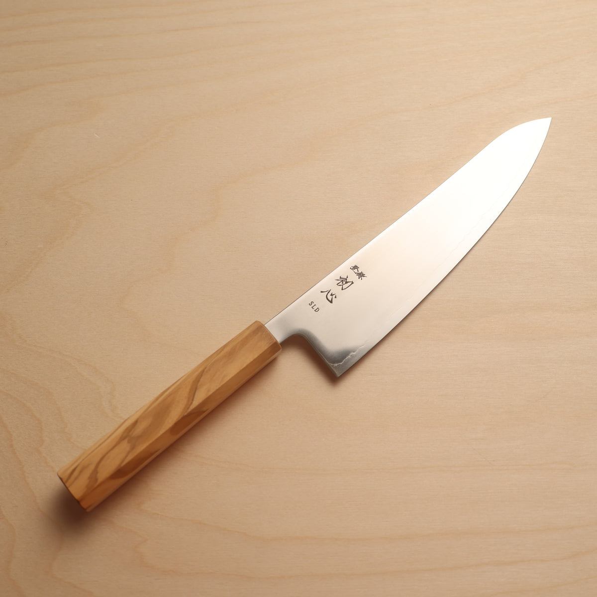 Hatsukokoro Hikari SLD Stainless Clad Gyuto 210mm - Olive Wood Handle