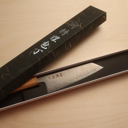 Hatsukokoro Hikari SLD Stainless Clad Kiritsuke Santoku 170mm - Olive Wood Handle