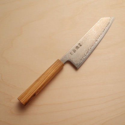 Hatsukokoro Hikari SLD Stainless Clad Kiritsuke Santoku 170mm - Olive Wood Handle