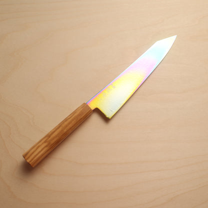 Hatsukokoro Ryuhyo SG2 Rainbow Coating Damascus Kiritsuke Gyuto 210mm - Olive Wood Handle