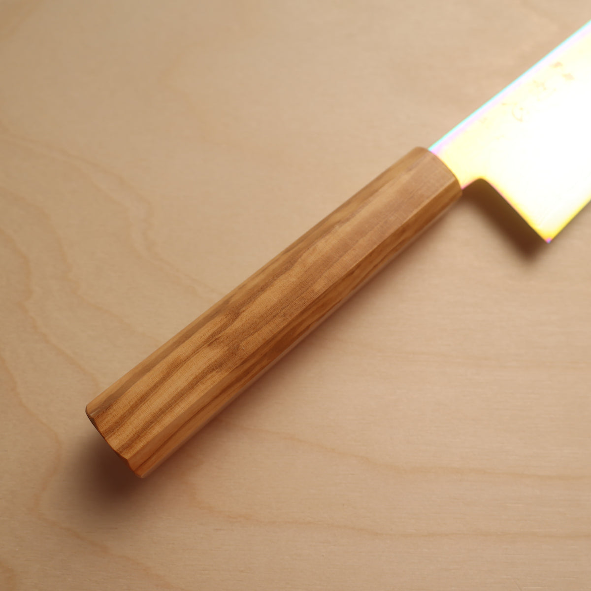 Hatsukokoro Ryuhyo SG2 Rainbow Coating Damascus Kiritsuke Gyuto 210mm - Olive Wood Handle