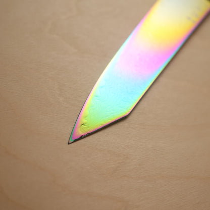 Hatsukokoro Ryuhyo SG2 Rainbow Coating Damascus Kiritsuke Gyuto 210mm - Olive Wood Handle