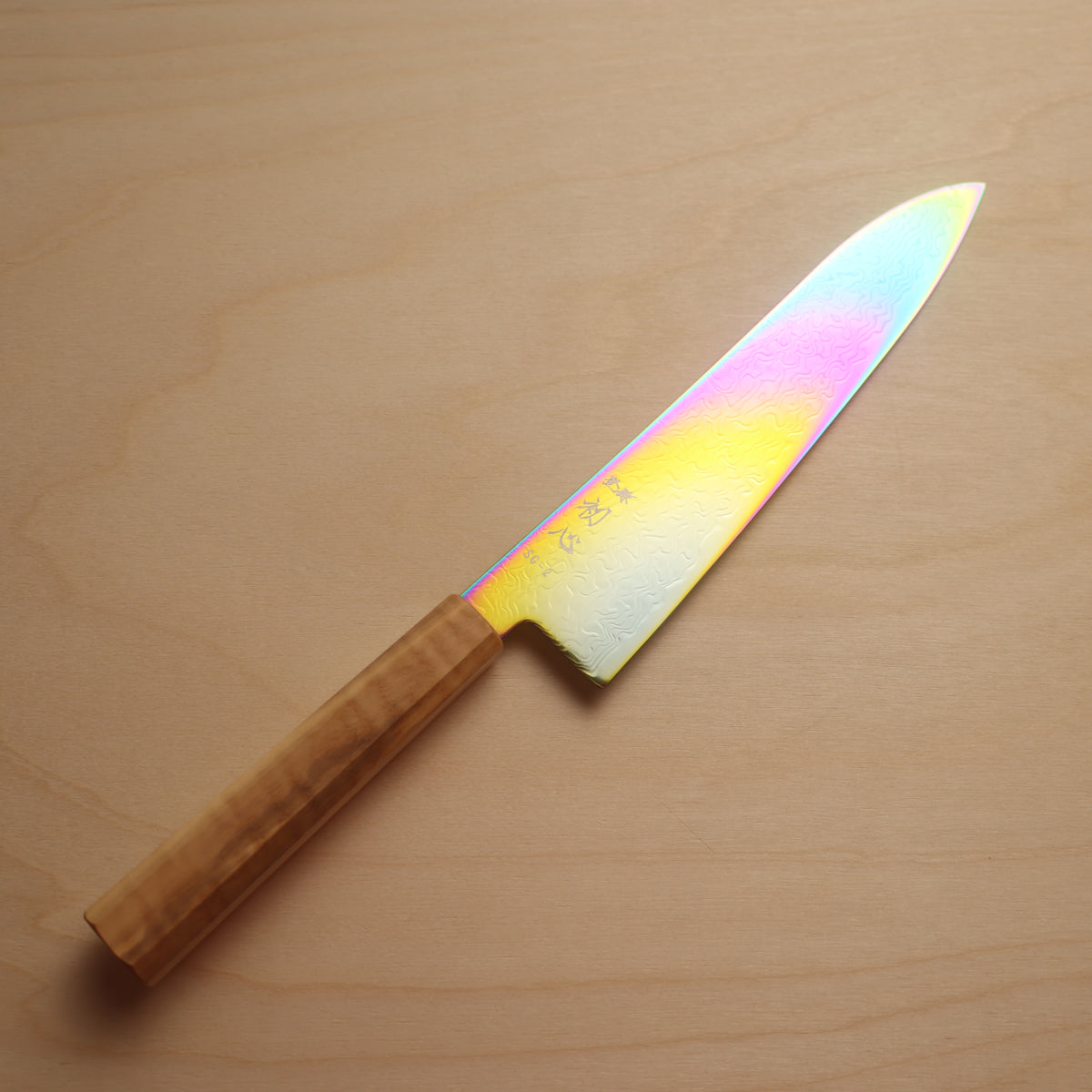 Hatsukokoro Ryuhyo SG2 Rainbow Coating Damascus Gyuto 210mm - Olive Wood Handle