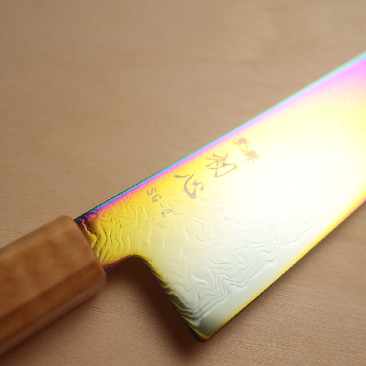 Hatsukokoro Ryuhyo SG2 Rainbow Coating Damascus Gyuto 210mm - Olive Wood Handle