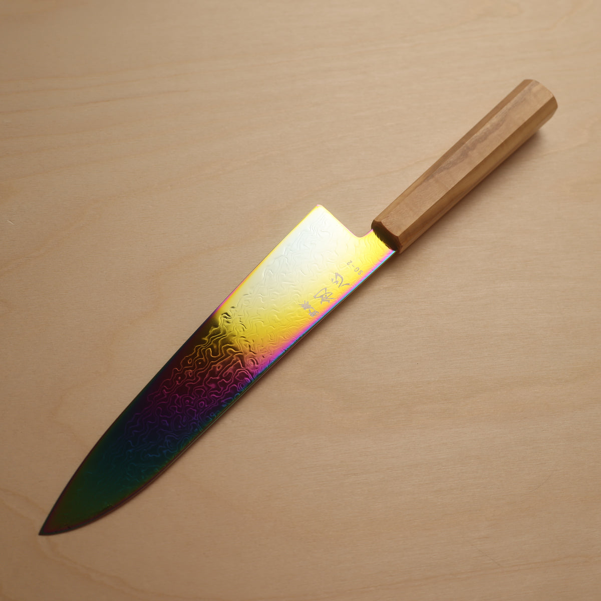 Hatsukokoro Ryuhyo SG2 Rainbow Coating Damascus Gyuto 210mm - Olive Wood Handle
