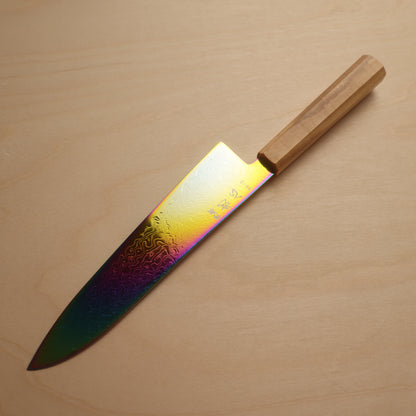 Hatsukokoro Ryuhyo SG2 Rainbow Coating Damascus Gyuto 210mm - Olive Wood Handle