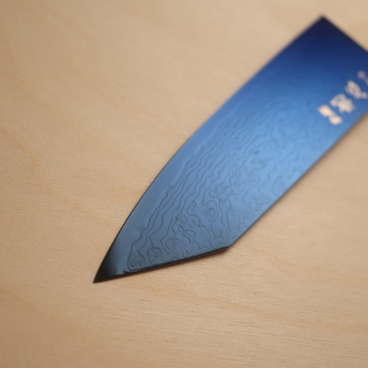 Hatsukokoro SG2 Blue Coating Damascus Bunka 180mm - Olive Wood Handle