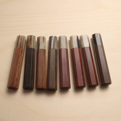 Handmade Octagonal Wa-Handle 135mm - Rosewood with Tiger Buffalo Horn Ferrule