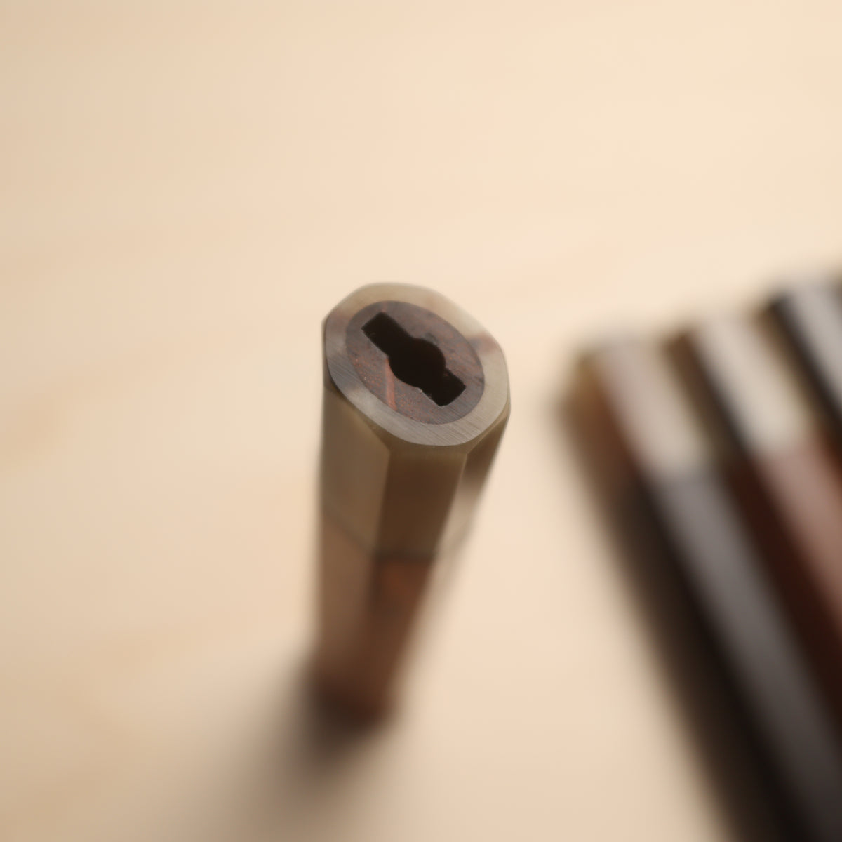 Handmade Octagonal Wa-Handle 135mm - Rosewood with Tiger Buffalo Horn Ferrule