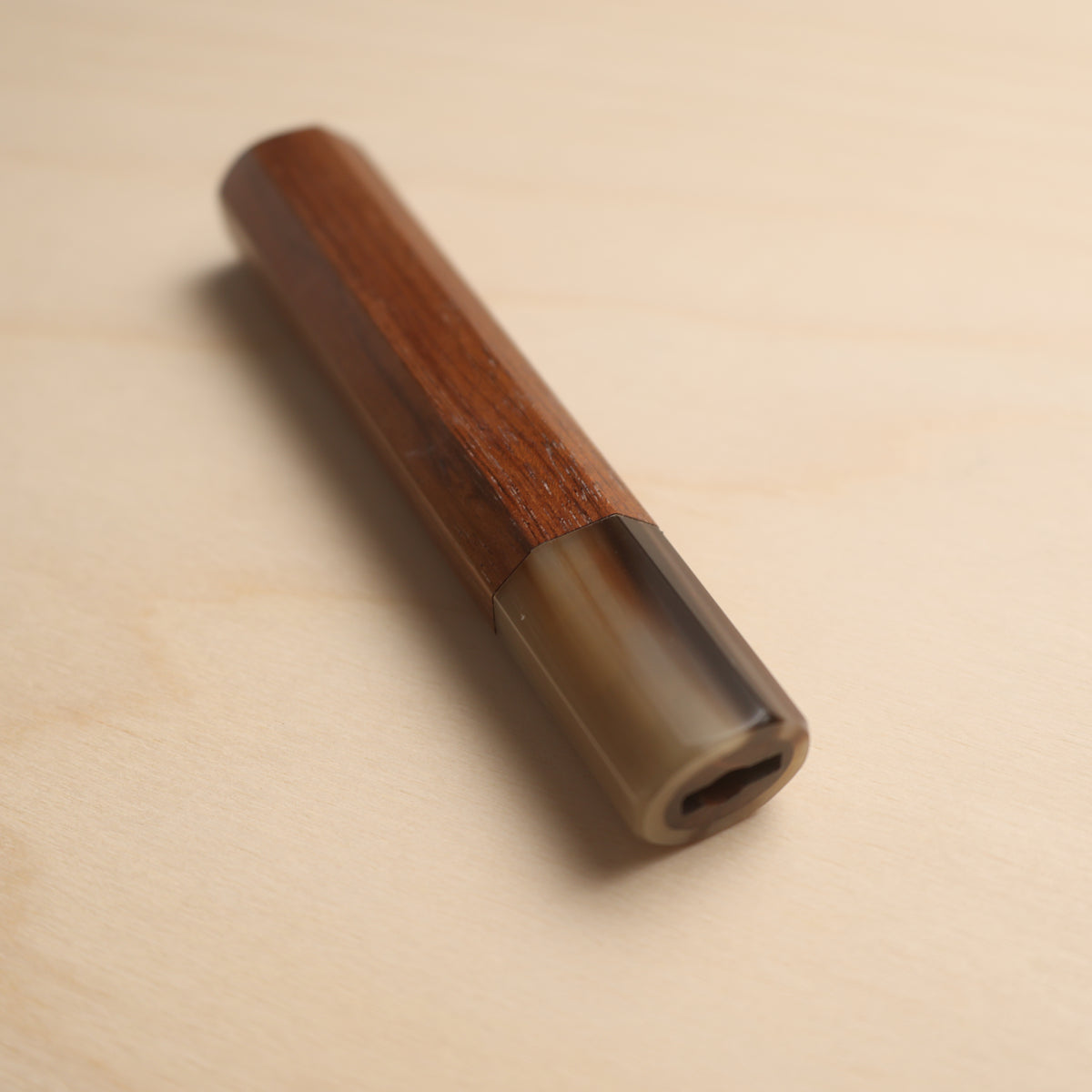 Handmade Octagonal Wa-Handle 135mm - Rosewood with Tiger Buffalo Horn Ferrule