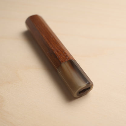 Handmade Octagonal Wa-Handle 135mm - Rosewood with Tiger Buffalo Horn Ferrule