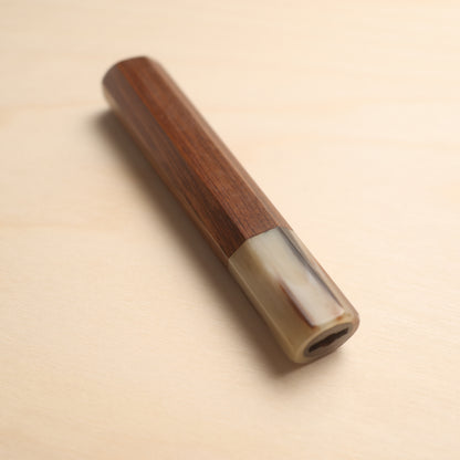 Handmade Octagonal Wa-Handle 135mm - Rosewood with Tiger Buffalo Horn Ferrule