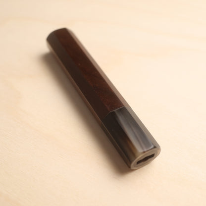 Handmade Octagonal Wa-Handle 135mm - Rosewood with Tiger Buffalo Horn Ferrule