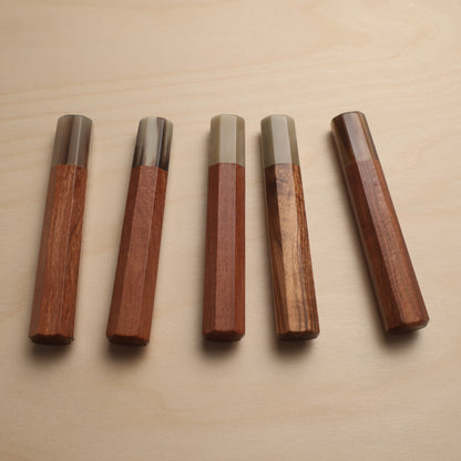Handmade Octagonal Wa-Handle 145mm - Rosewood with Tiger Blonde Buffalo Horn Ferrule