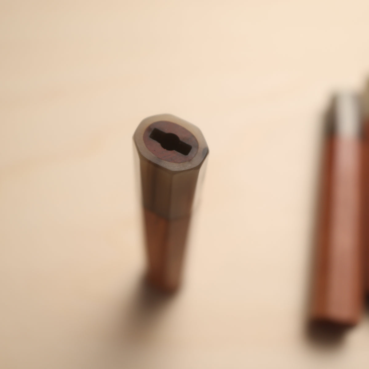 Handmade Octagonal Wa-Handle 145mm - Rosewood with Tiger Blonde Buffalo Horn Ferrule
