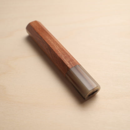 Handmade Octagonal Wa-Handle 145mm - Rosewood with Tiger Blonde Buffalo Horn Ferrule