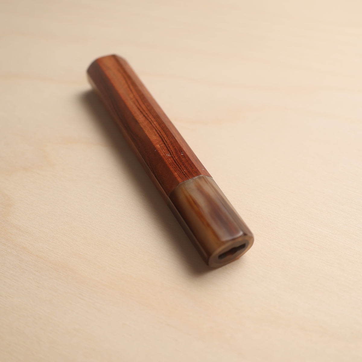 Handmade Octagonal Wa-Handle 145mm - Rosewood with Tiger Blonde Buffalo Horn Ferrule