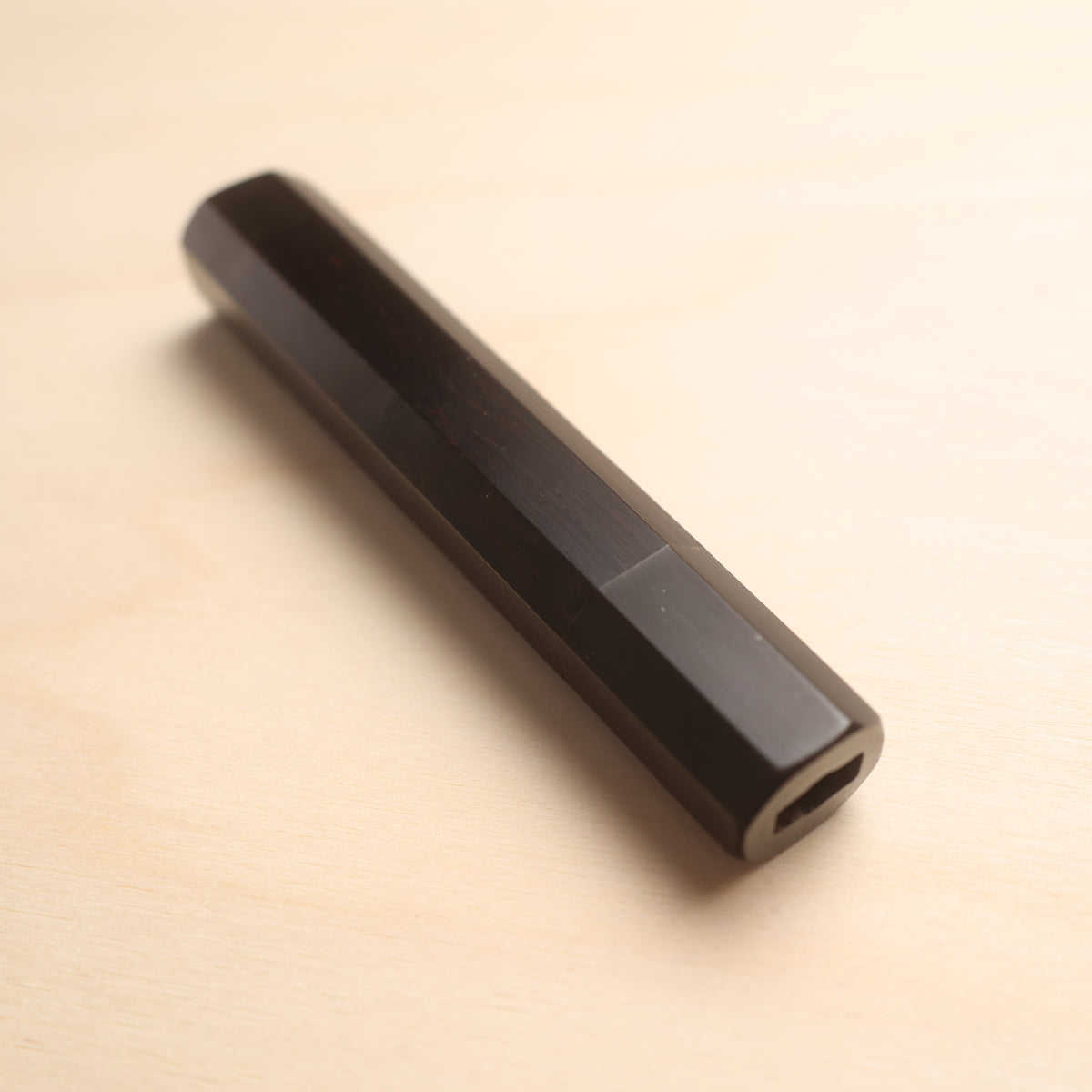 Handmade Octagonal Wa-Handle 135mm - Black Ebony with Double Buffalo Horn