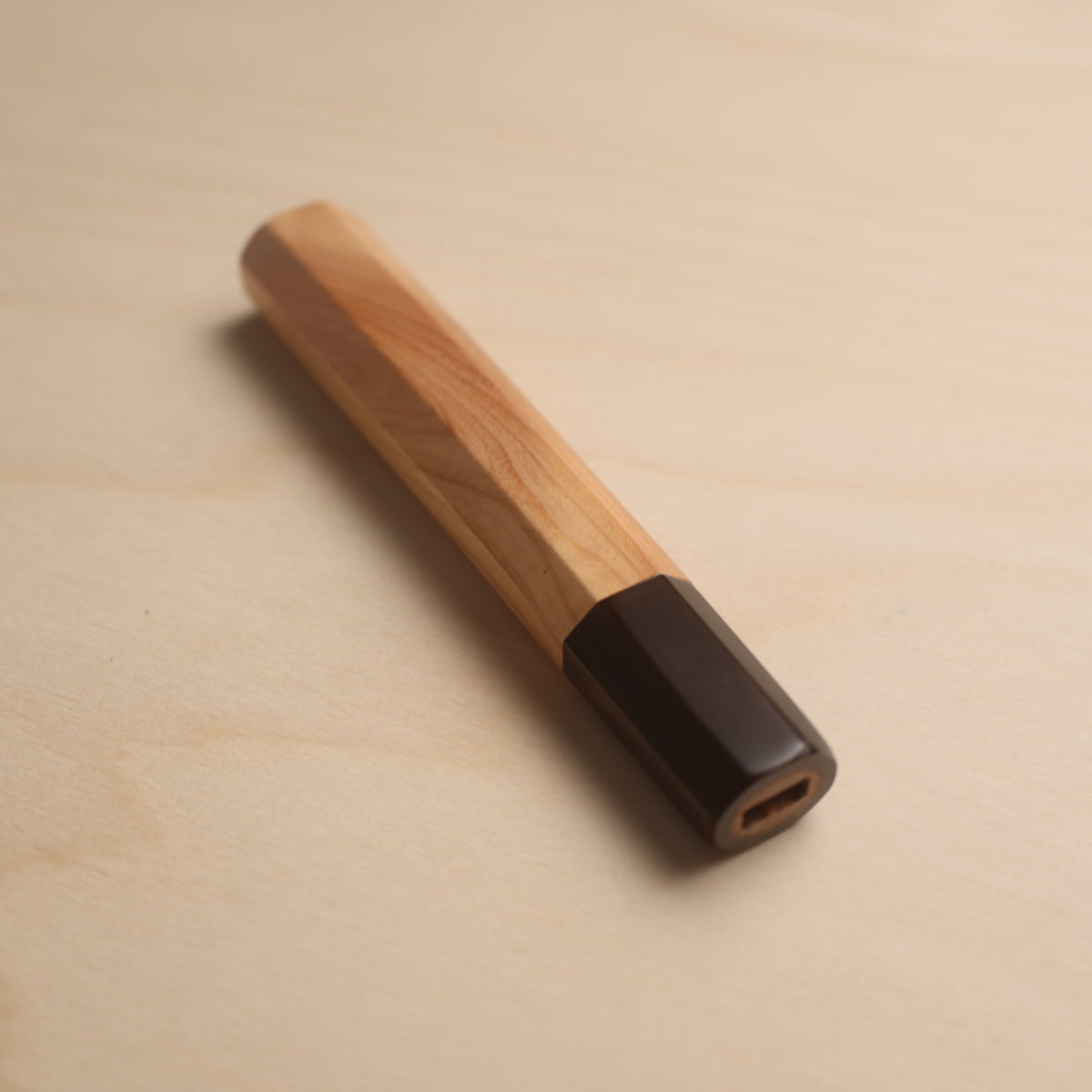 Handmade Octagonal Wa-Handle 150mm - Natural Hardwood & Buffalo Horn (Ebony / Rosewood / Maple)