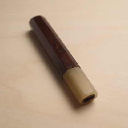 Handmade Octagonal Wa-Handle 150mm - Natural Hardwood & Buffalo Horn (Ebony / Rosewood / Maple)