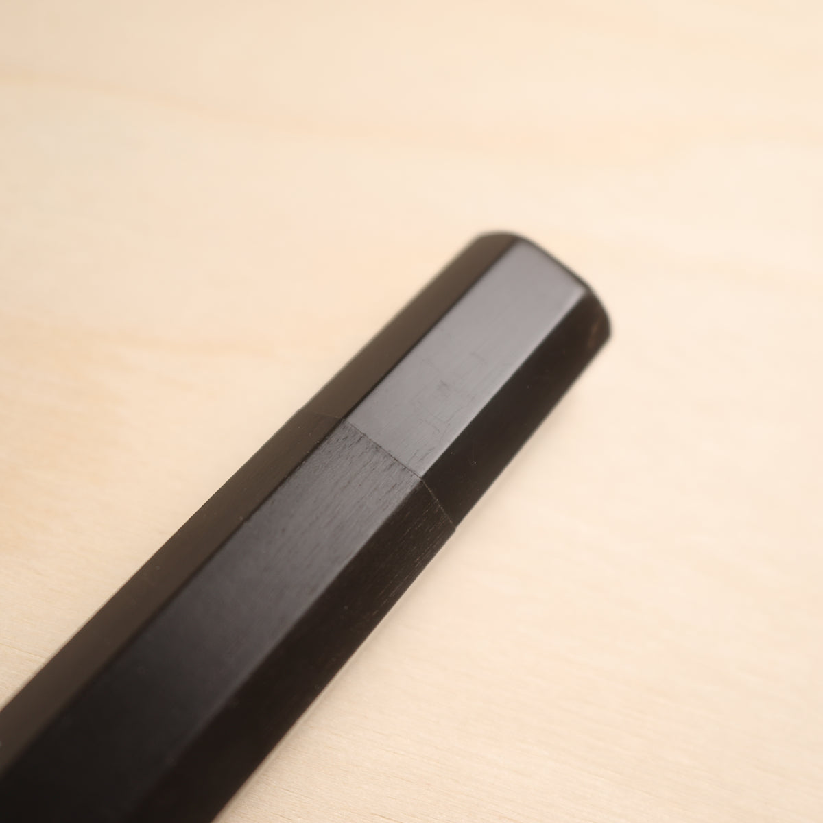 Handmade Octagonal Wa-Handle 135mm - Black Ebony with Black Buffalo Horn Ferrule
