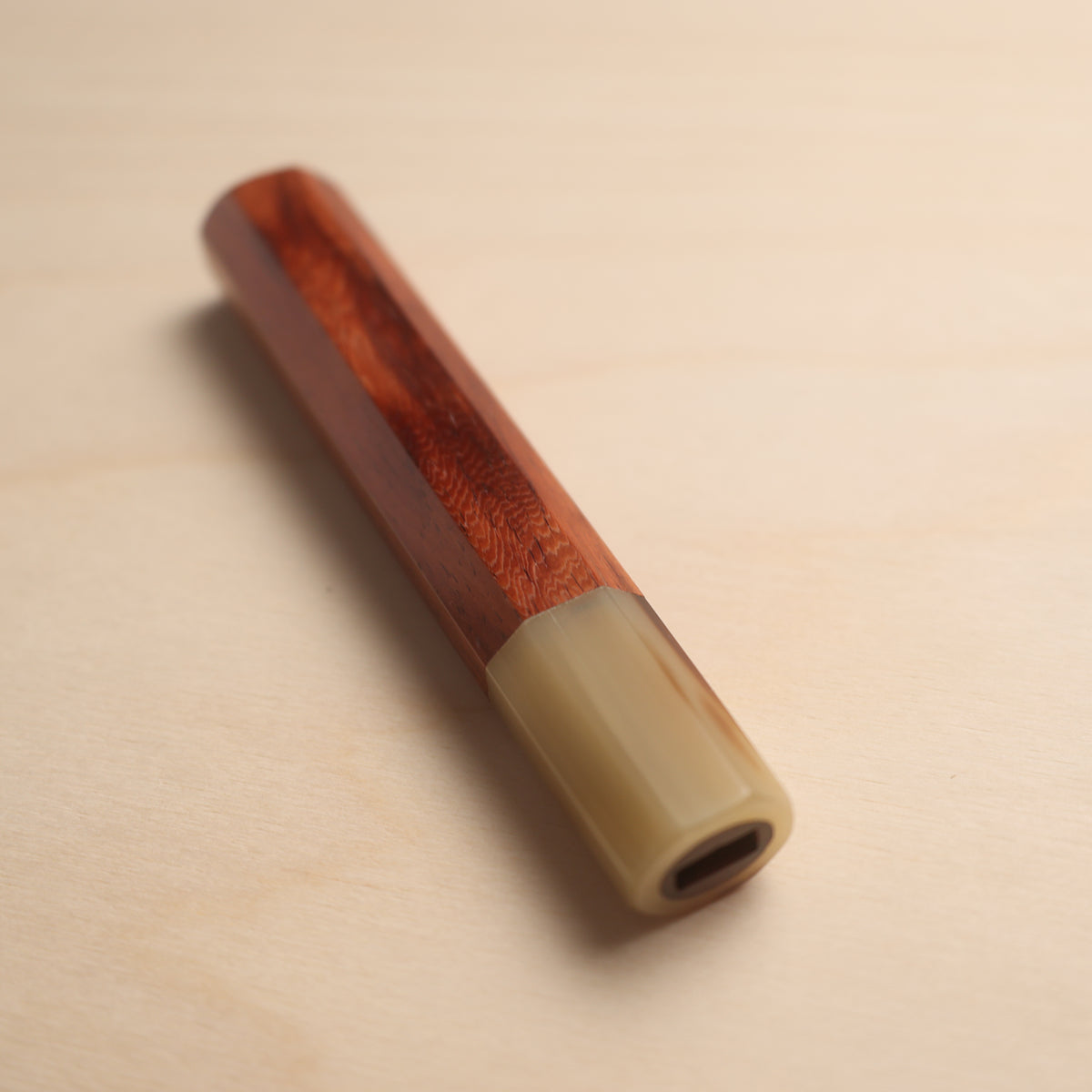 Handmade Octagonal Wa-Handle 140mm - Natural Hardwood & Buffalo Horn (Rosewood / Magnolia)