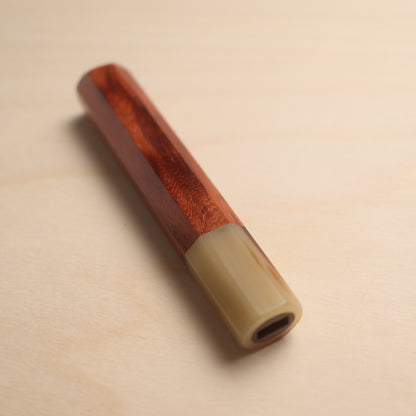 Handmade Octagonal Wa-Handle 140mm - Natural Hardwood & Buffalo Horn (Rosewood / Magnolia)