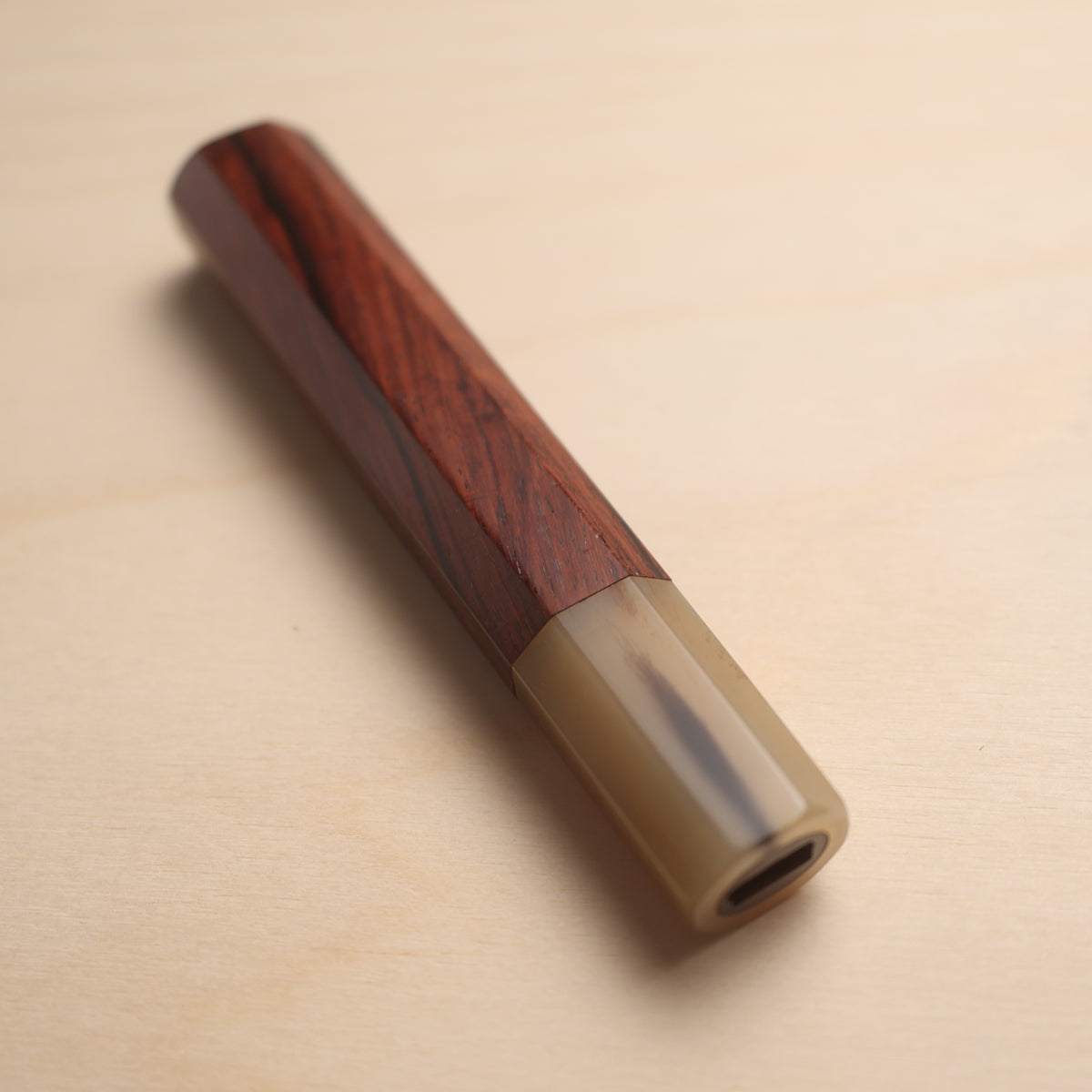 Handmade Octagonal Wa-Handle 140mm - Natural Hardwood & Buffalo Horn (Rosewood / Magnolia)