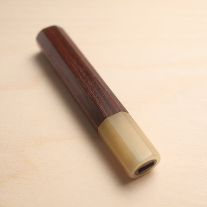 Handmade Octagonal Wa-Handle 140mm - Natural Hardwood & Buffalo Horn (Rosewood / Magnolia)