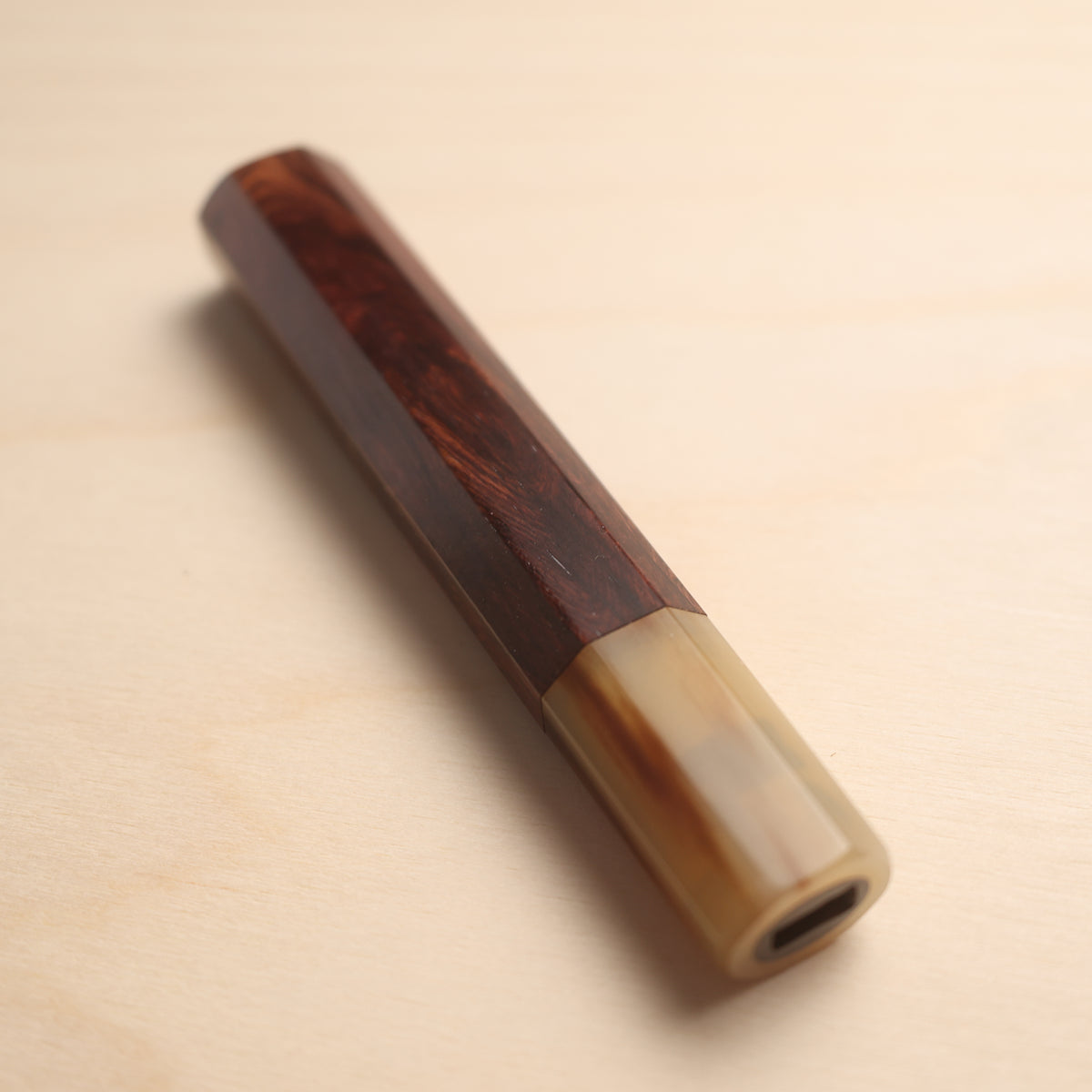 Handmade Octagonal Wa-Handle 140mm - Natural Hardwood & Buffalo Horn (Rosewood / Magnolia)