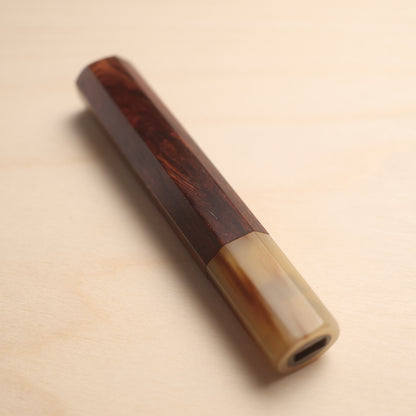 Handmade Octagonal Wa-Handle 140mm - Natural Hardwood & Buffalo Horn (Rosewood / Magnolia)