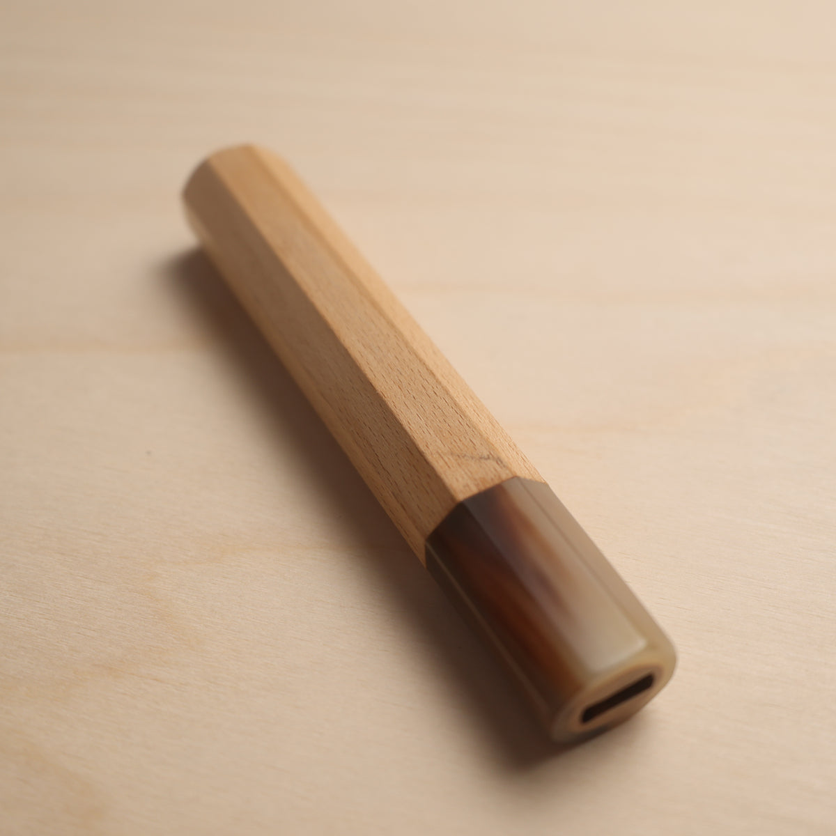 Handmade Octagonal Wa-Handle 140mm - Natural Hardwood & Buffalo Horn (Rosewood / Magnolia)