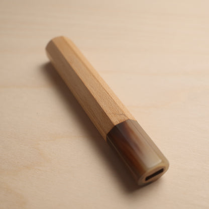 Handmade Octagonal Wa-Handle 140mm - Natural Hardwood & Buffalo Horn (Rosewood / Magnolia)