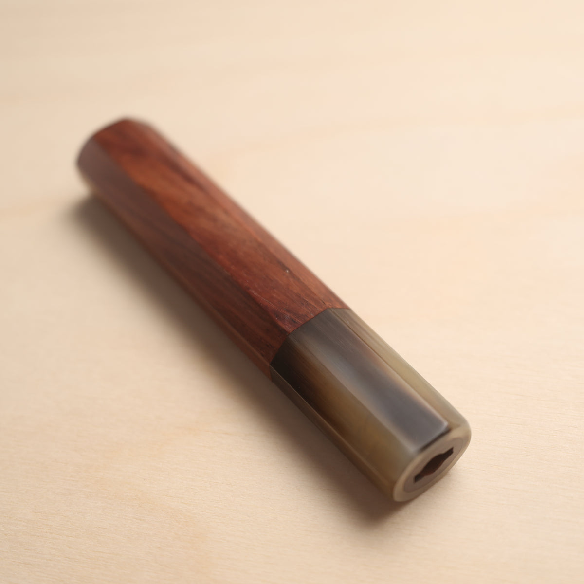 Handmade Octagonal Wa-Handle 120mm - Natural Hardwood & Buffalo Horn (Rosewood / Maple)