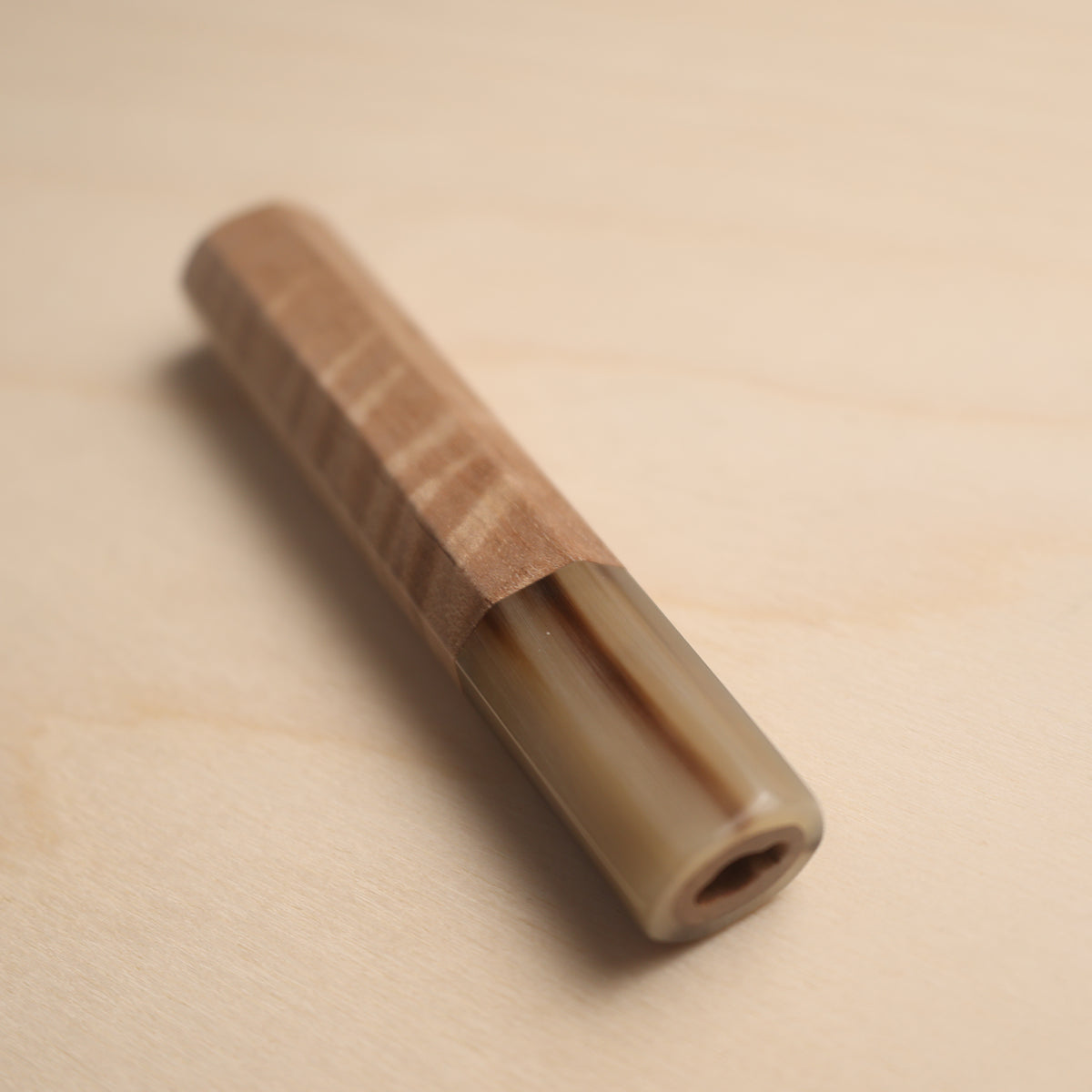 Handmade Octagonal Wa-Handle 120mm - Natural Hardwood & Buffalo Horn (Rosewood / Maple)