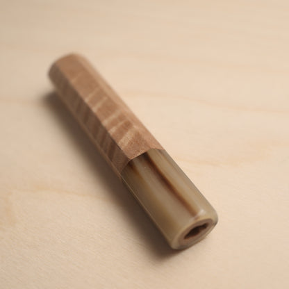 Handmade Octagonal Wa-Handle 120mm - Natural Hardwood & Buffalo Horn (Rosewood / Maple)