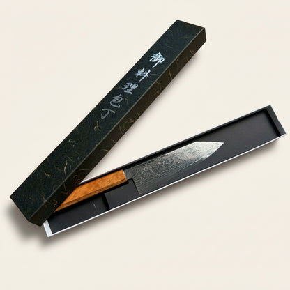 Hatsukokoro Ryuhyo 180mm Bunka in black original box gyuto.com gallery photo